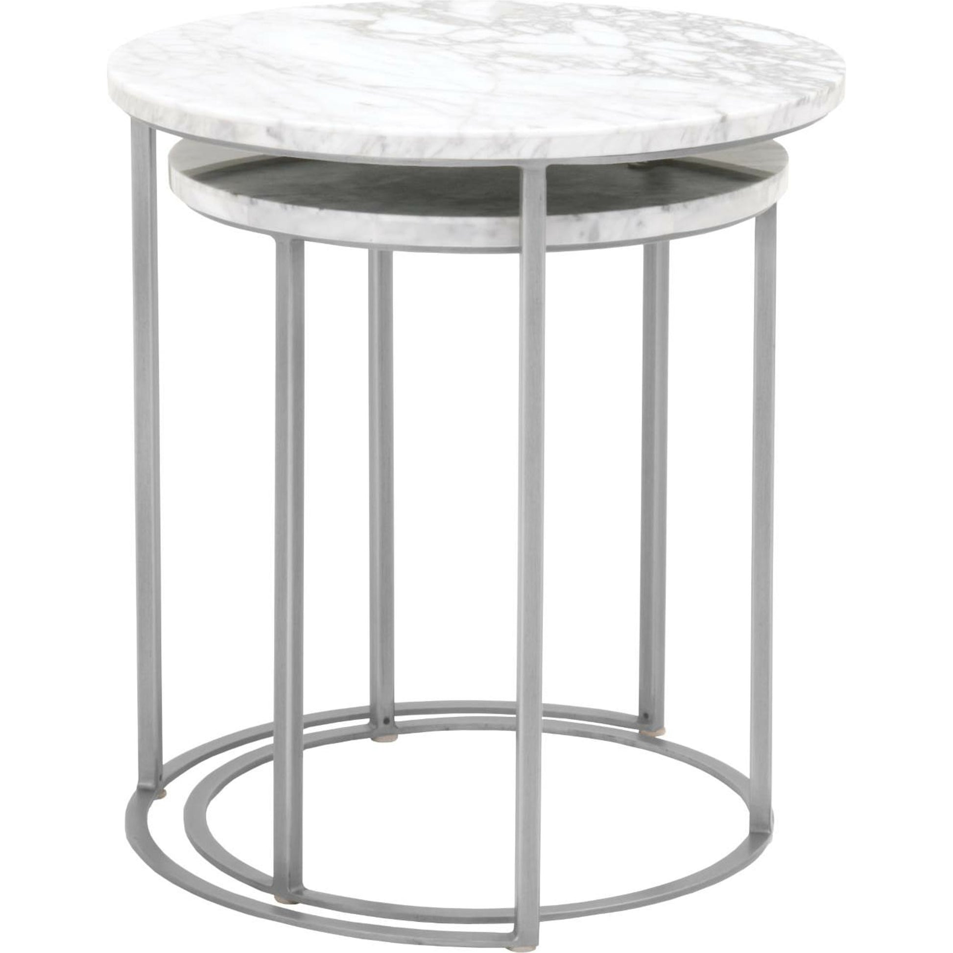 Carrera Nesting Accent Table by Essentials For Living in white carrera marble, brushed gold. Made from marble veneer over mdf, metal in a modern style.