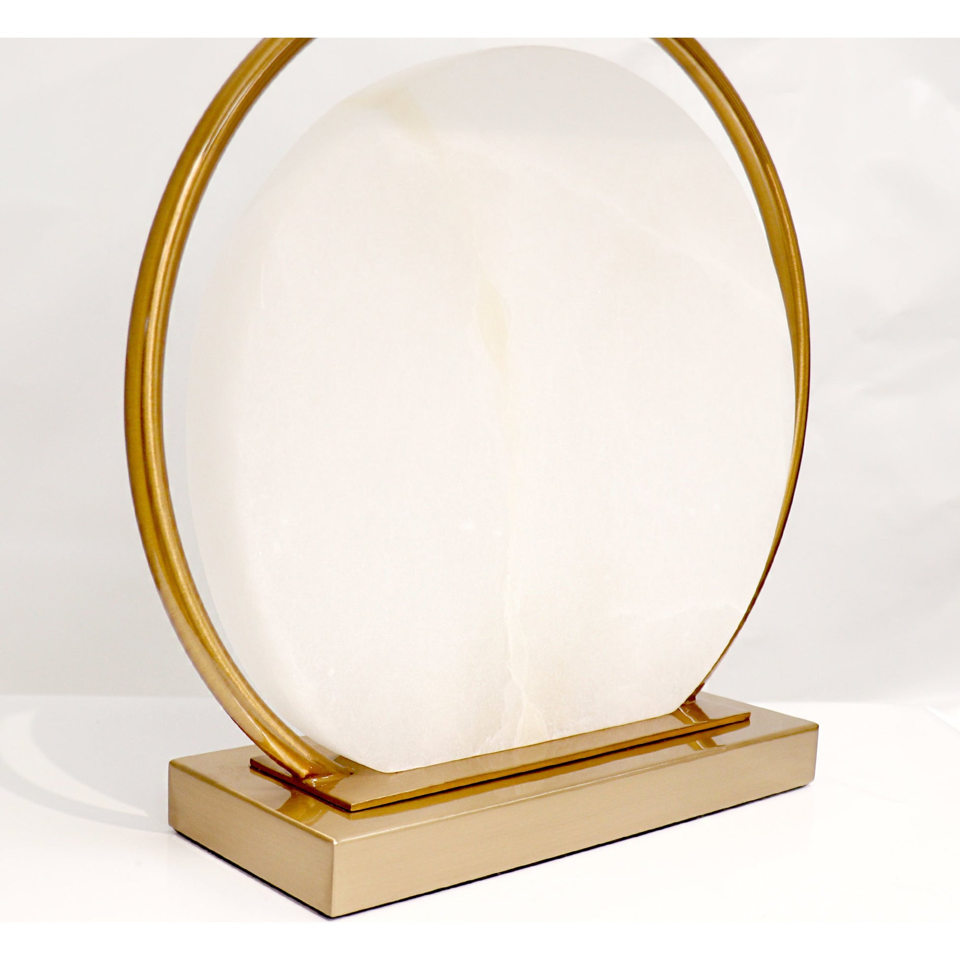 Sphere Table Lamp by Pasargad Home in gold and white, gold. Made from metal, marble in a transitional style.