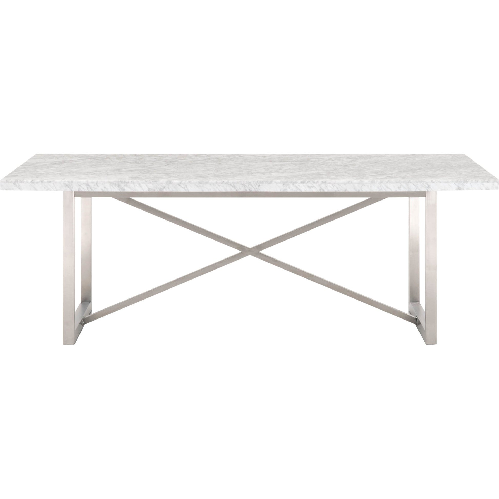 Carrera Dining Table by Essentials For Living in white carrera marble, brushed gold. Made from marble veneer over mdf, metal in a modern style.