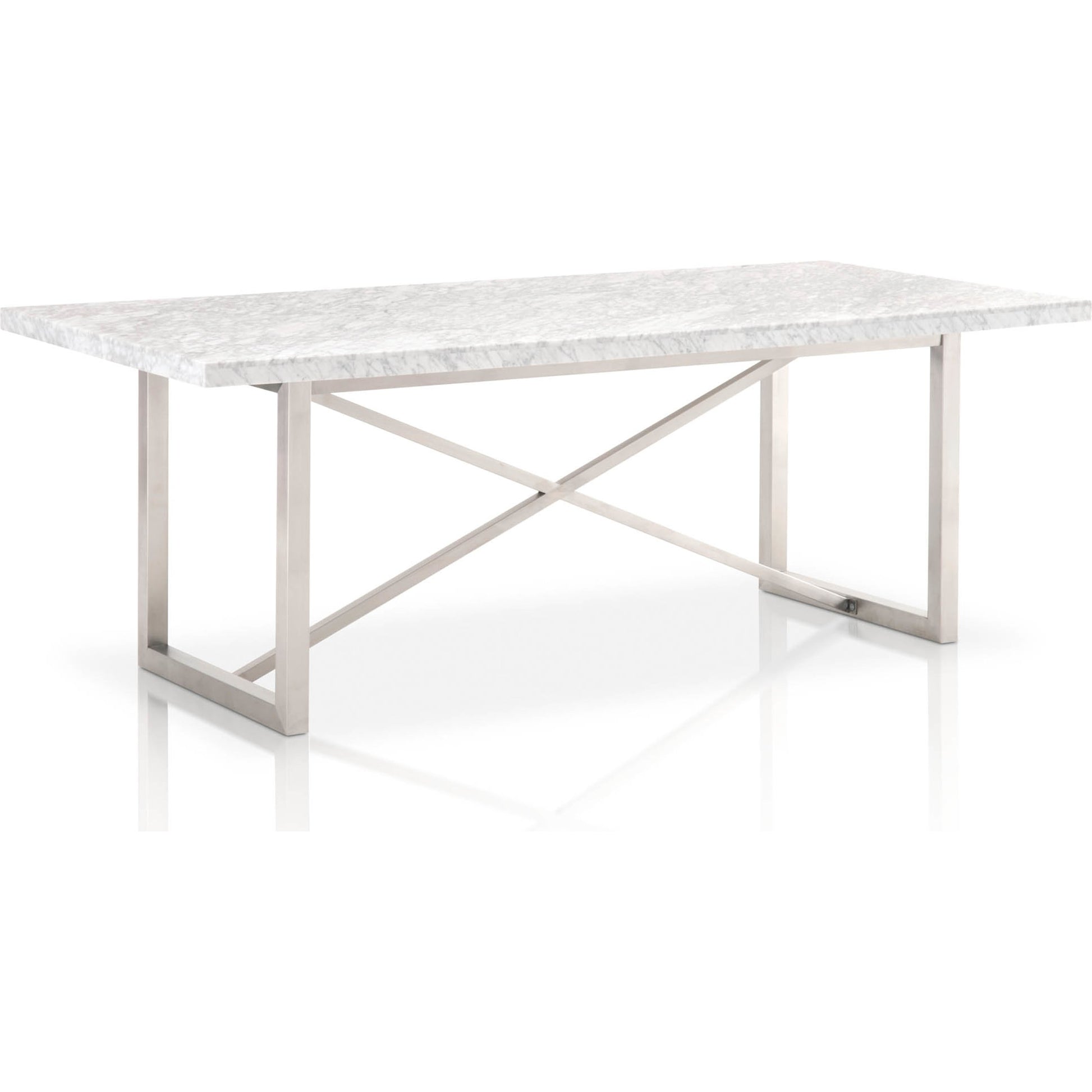 Carrera Dining Table by Essentials For Living in white carrera marble, brushed gold. Made from marble veneer over mdf, metal in a modern style.