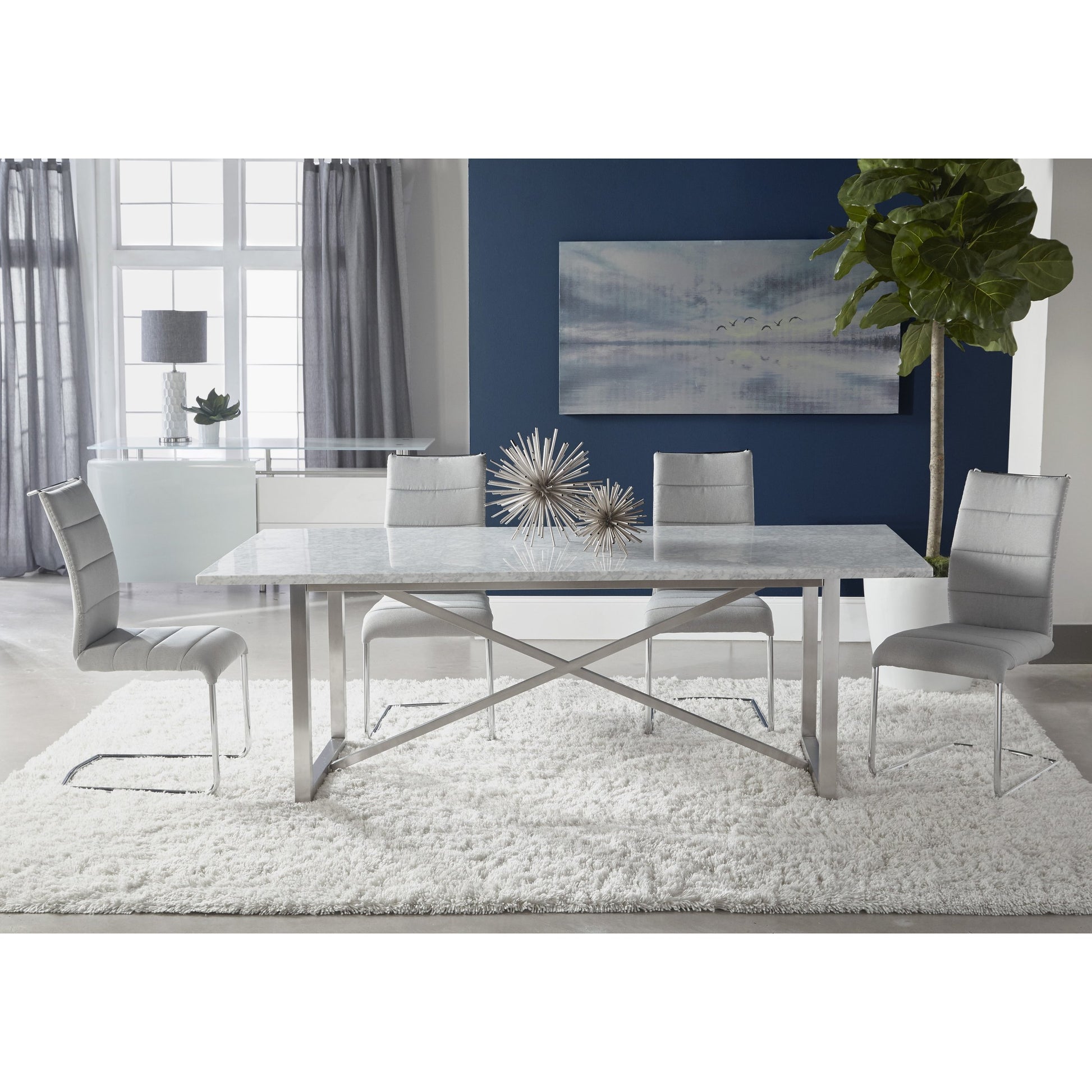 Carrera Dining Table by Essentials For Living in white carrera marble, brushed gold. Made from marble veneer over mdf, metal in a modern style.