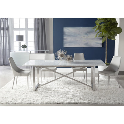 Carrera Dining Table by Essentials For Living in white carrera marble, brushed gold. Made from marble veneer over mdf, metal in a modern style.