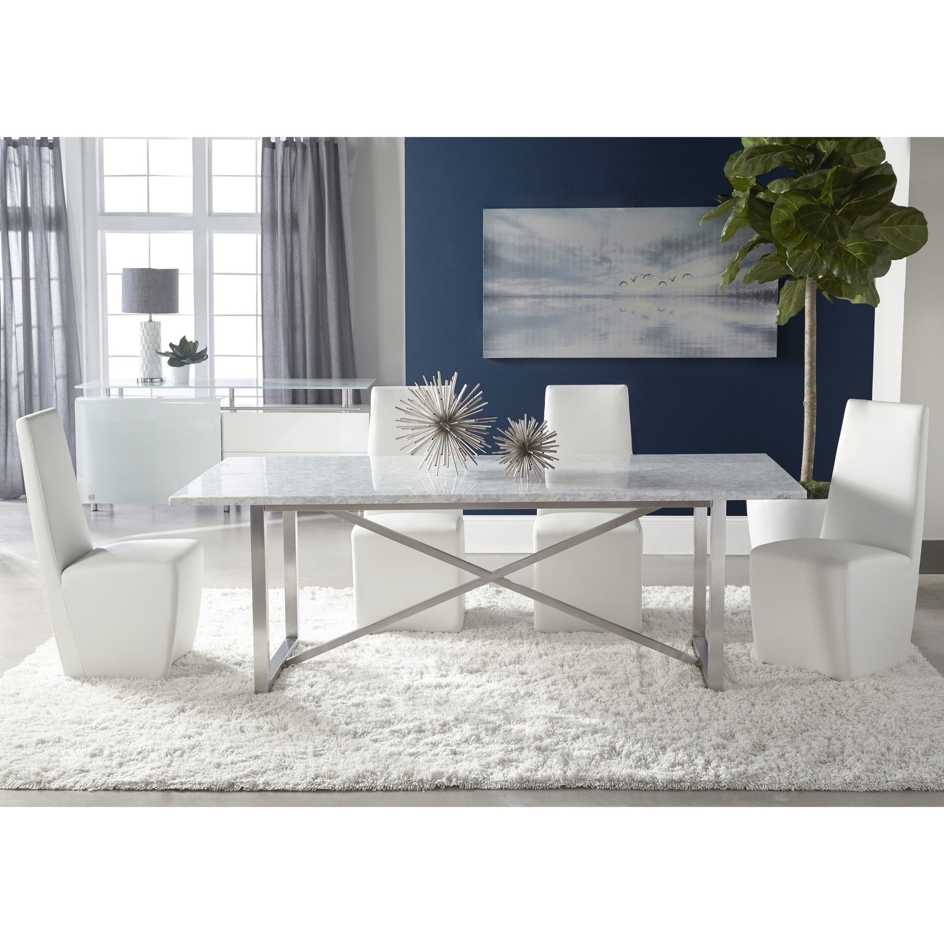 Carrera Dining Table by Essentials For Living in white carrera marble, brushed gold. Made from marble veneer over mdf, metal in a modern style.