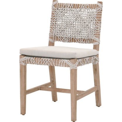 Costa Dining Chairs (Set of 2) by Essentials For Living in natural gray mahogany, taupe, white flat. Made from solid mahogany wood, polyolefin rope, 100% olefin fabric, foam in a coastal style.