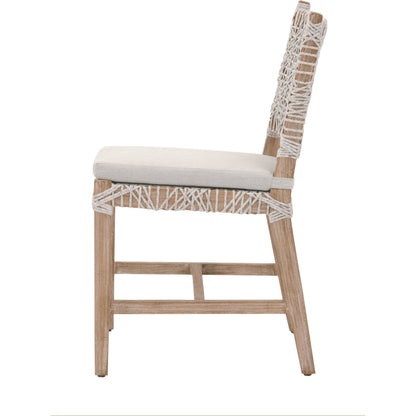 Costa Dining Chairs (Set of 2) by Essentials For Living in natural gray mahogany, taupe, white flat. Made from solid mahogany wood, polyolefin rope, 100% olefin fabric, foam in a coastal style.