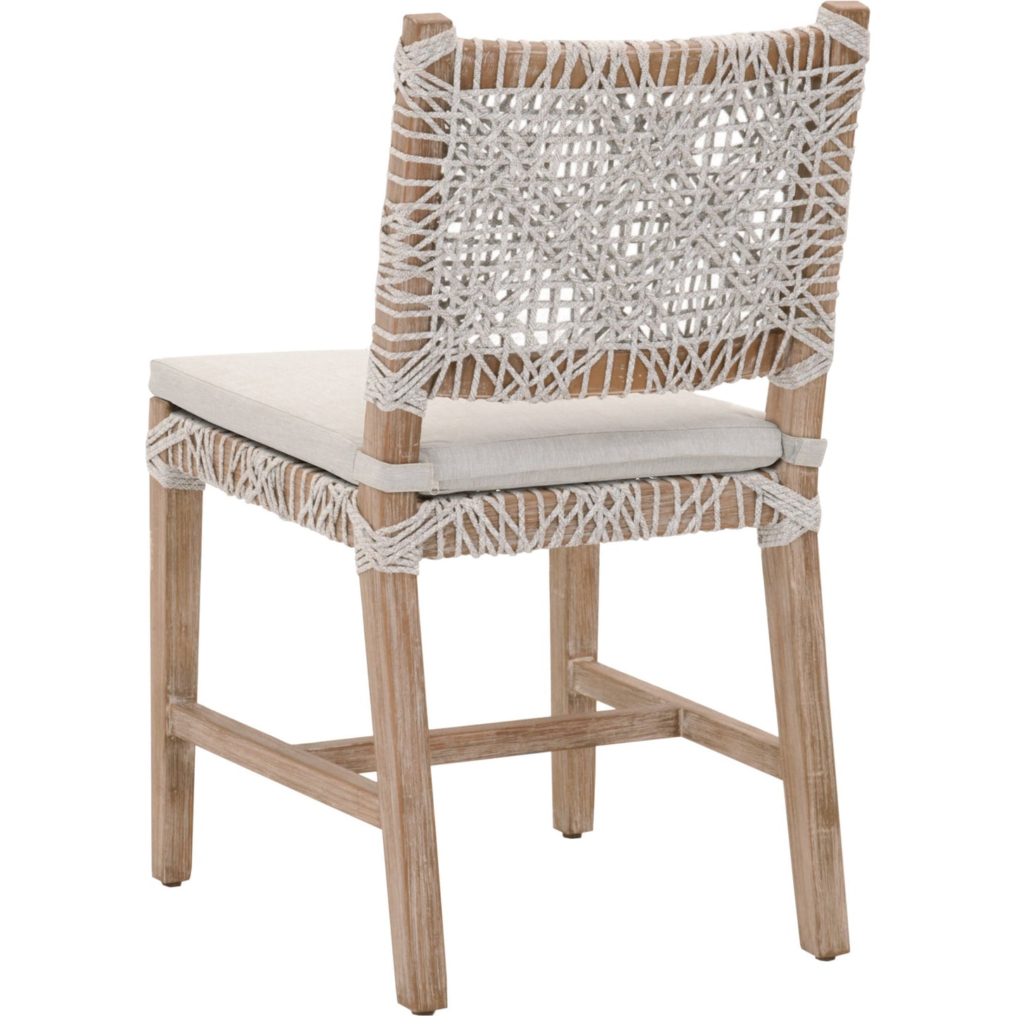 005 SR-859763 | Additional Silo | Costa Dining Chairs (Set of 2) by Essentials For Living in natural gray mahogany, taupe, white flat. Made from solid mahogany wood, polyolefin rope, 100% olefin fabric, foam in a coastal style.