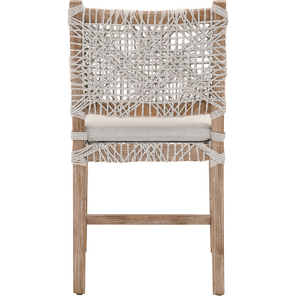 Costa Dining Chairs (Set of 2) by Essentials For Living in natural gray mahogany, taupe, white flat. Made from solid mahogany wood, polyolefin rope, 100% olefin fabric, foam in a coastal style.