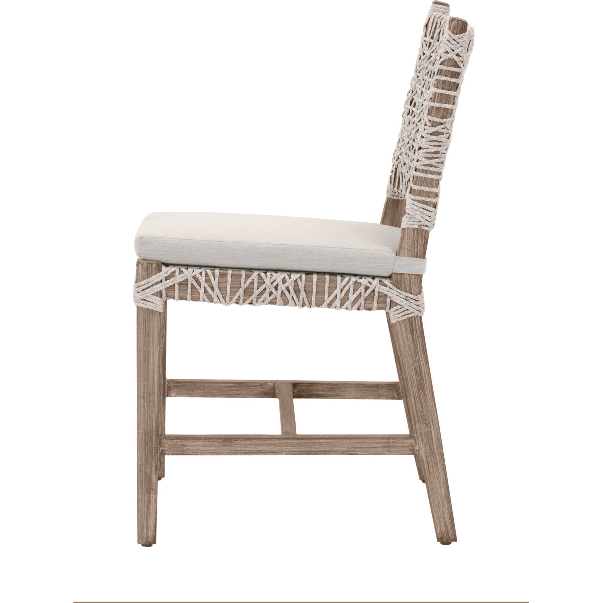 Costa Dining Chairs (Set of 2) by Essentials For Living in natural gray mahogany, taupe, white flat. Made from solid mahogany wood, polyolefin rope, 100% olefin fabric, foam in a coastal style.