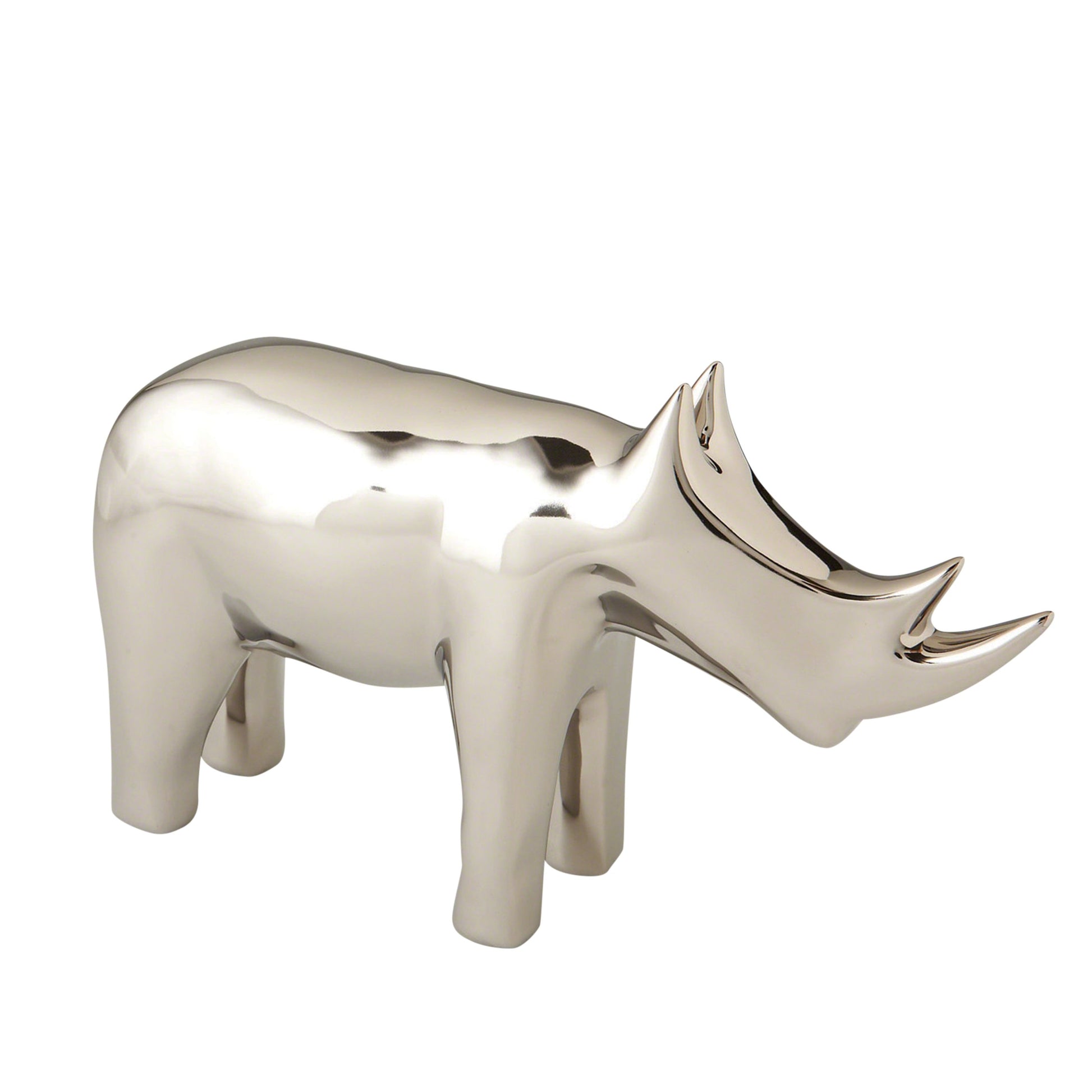Rhino by Global Views in white. Made from ceramic in a eclectic & global style.