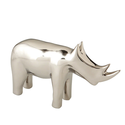 Rhino by Global Views in white. Made from ceramic in a eclectic & global style.