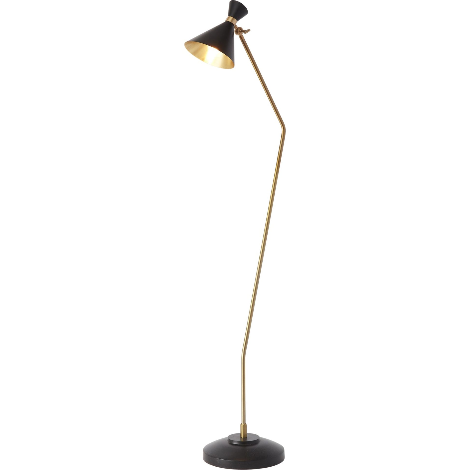 Cone Floor Lamp by Global Views in bronze. Made from brass in a modern style.