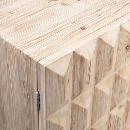 Ciara Reclaimed Pine 4-Door Sideboard by Arch & Plane in light warm wash, black. Made from reclaimed pine in a modern style.