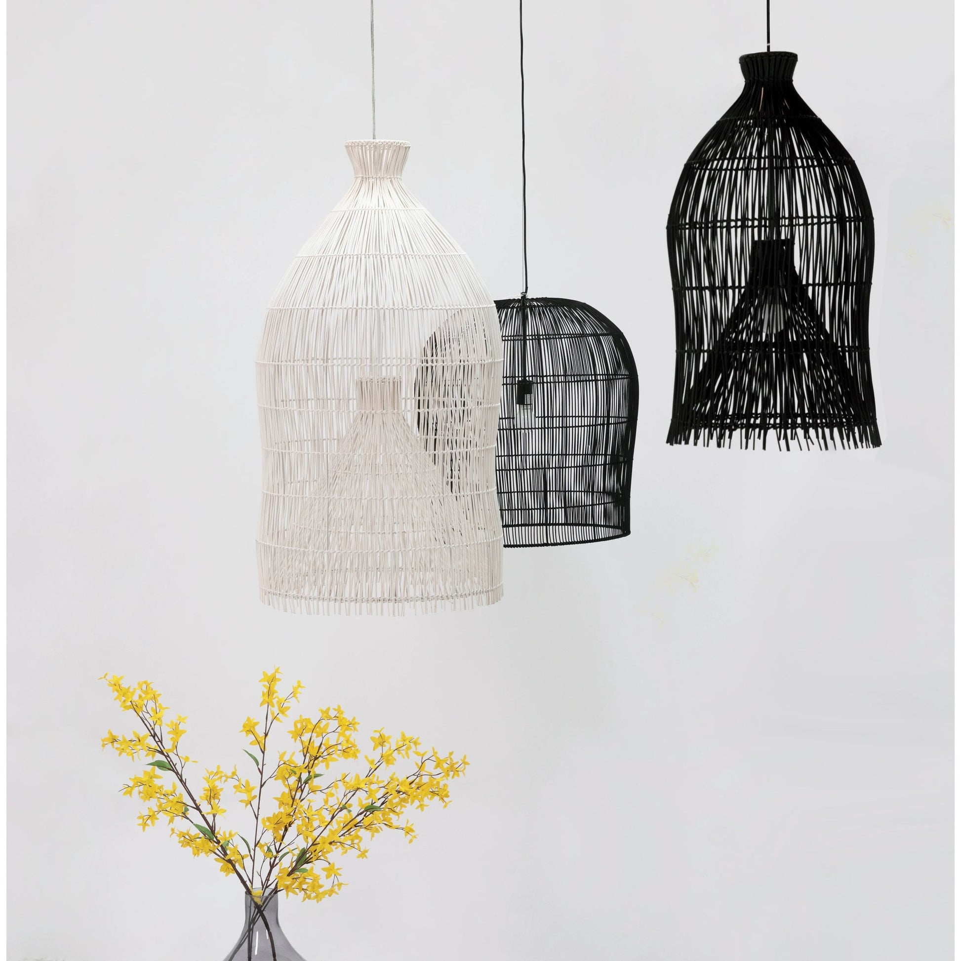 Dorman Rattan Pendant Light in Ivory by Arch & Plane in ivory. Made from rattan, iron in a cottage & farmhouse style.