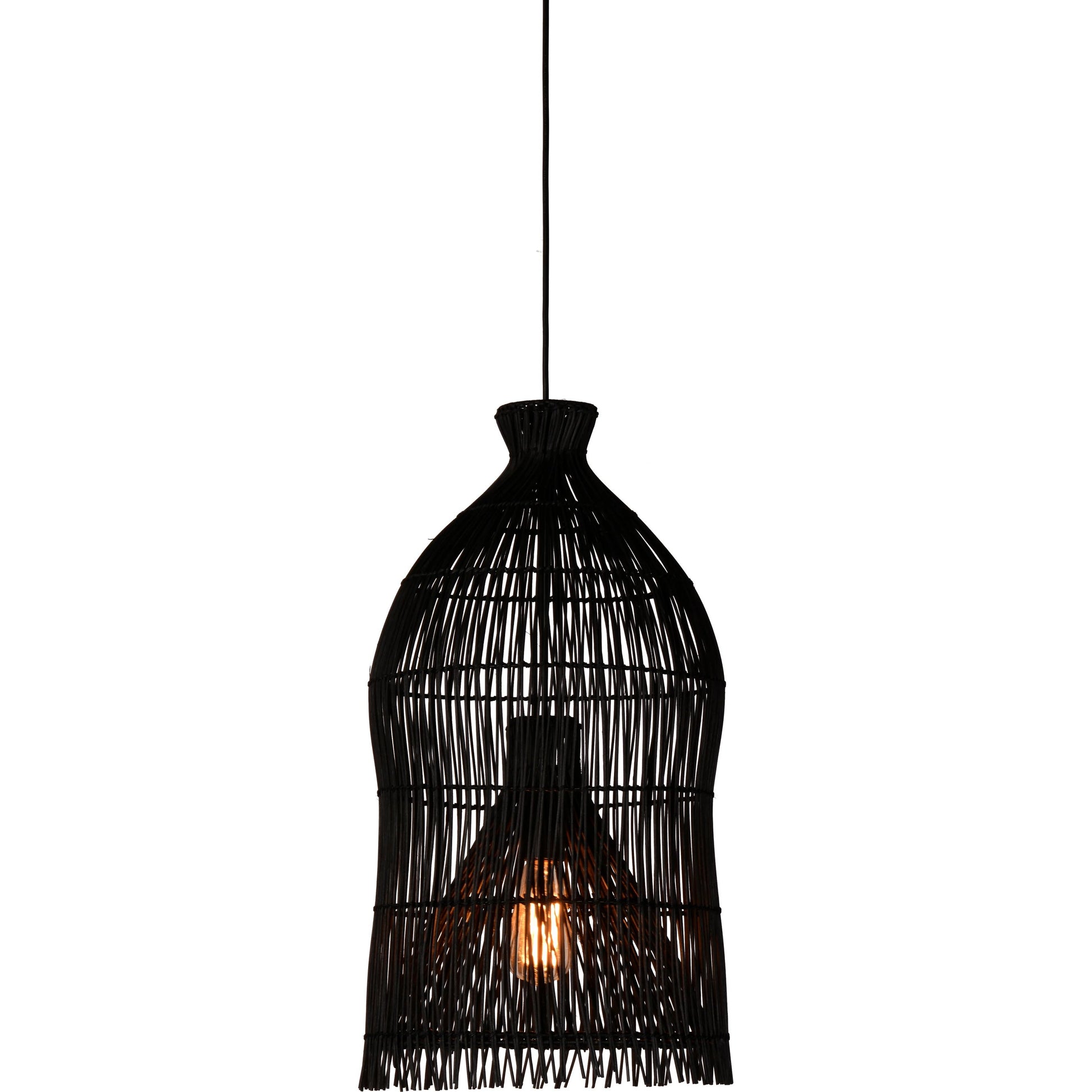 Barry Rattan Pendant in Black by Arch & Plane in black. Made from unique in a cottage & farmhouse style.