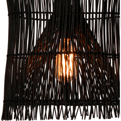 Barry Rattan Pendant in Black by Arch & Plane in black. Made from unique in a cottage & farmhouse style.