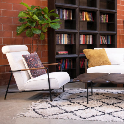 Ransom Upholstered Tall Back Accent Chair by Arch & Plane in white, matte black and fabric. Made from linen in a modern style.