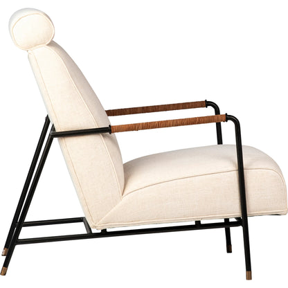 Ransom Upholstered Tall Back Accent Chair by Arch & Plane in white, matte black and fabric. Made from linen in a modern style.