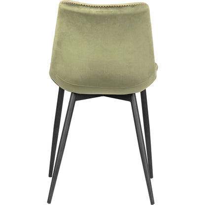 Xander Velvet Upholstered Dining Chair in Olive Green by Arch & Plane in olive green, black and fabric. Made from velvet in a modern style.