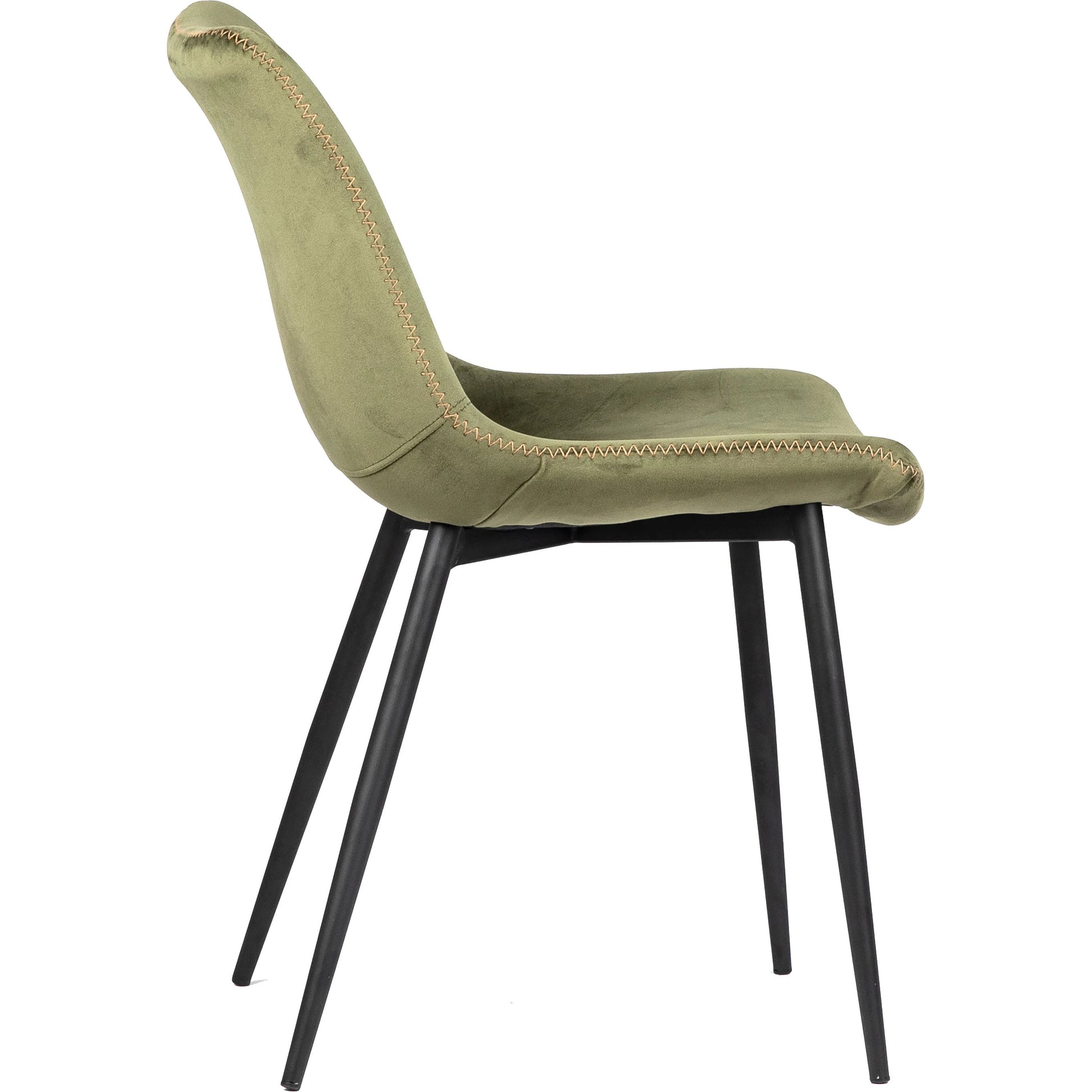 Xander Velvet Upholstered Dining Chair in Olive Green by Arch & Plane in olive green, black and fabric. Made from velvet in a modern style.