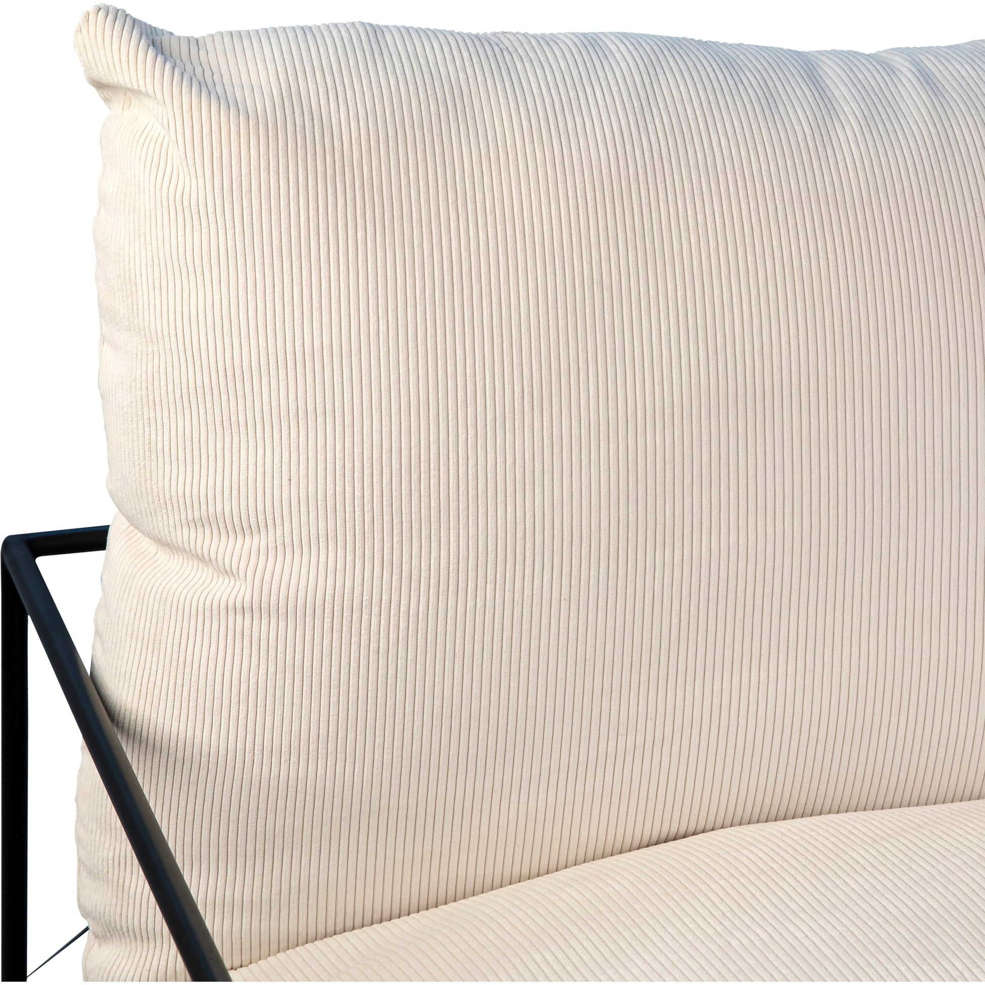 Gerhard Natural White Corduroy Arm Chair by Arch & Plane in natural white, black and upholstered. Made from corduroy in a modern style.
