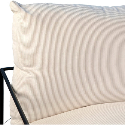 Gerhard Natural White Corduroy Arm Chair by Arch & Plane in natural white, black and upholstered. Made from corduroy in a modern style.