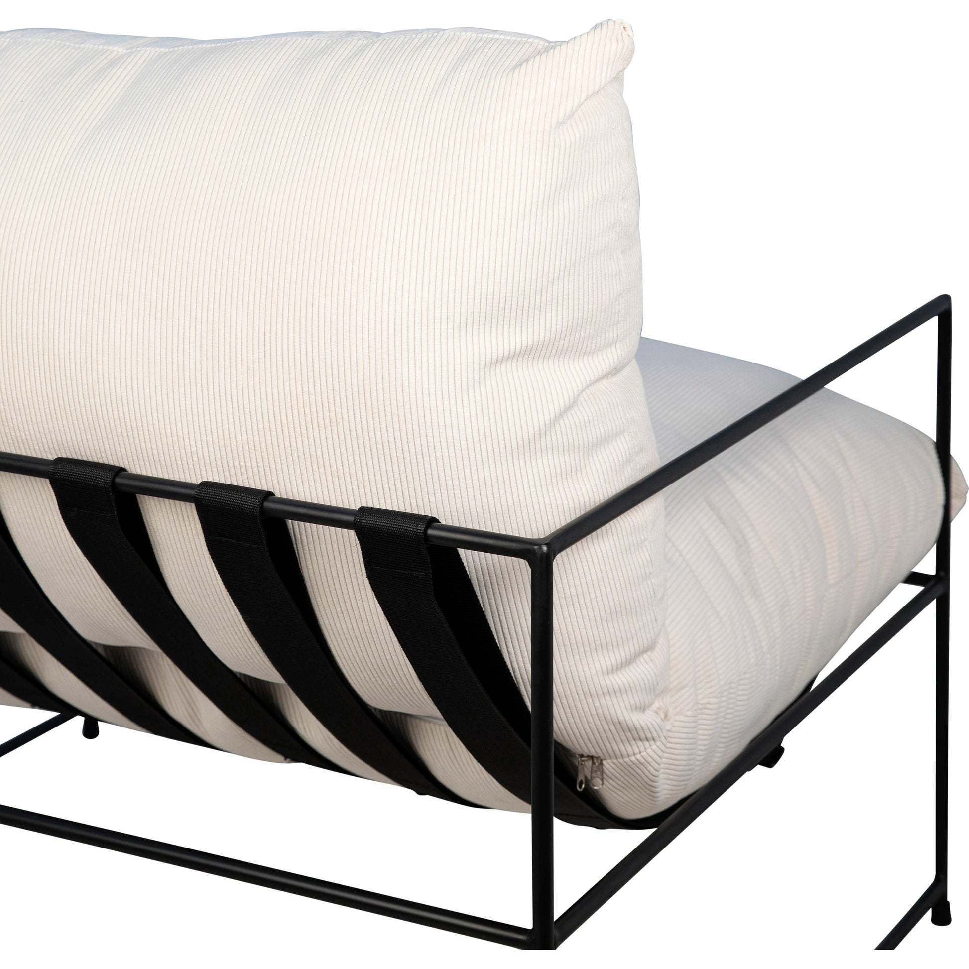Gerhard Natural White Corduroy Arm Chair by Arch & Plane in natural white, black and upholstered. Made from corduroy in a modern style.