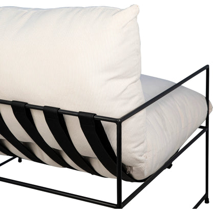 Gerhard Natural White Corduroy Arm Chair by Arch & Plane in natural white, black and upholstered. Made from corduroy in a modern style.