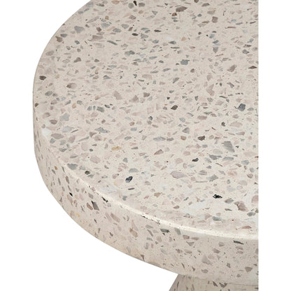 Chadrick Terrazzo Indoor/Outdoor Side Table by Arch & Plane in off white. Made from terrazzo in a modern style.