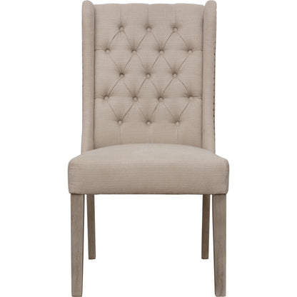 Drucilla Oatmeal Linen and Jute Dining Chair by Arch & Plane in sand beige, medium brown and fabric. Made from linen in a traditional style.