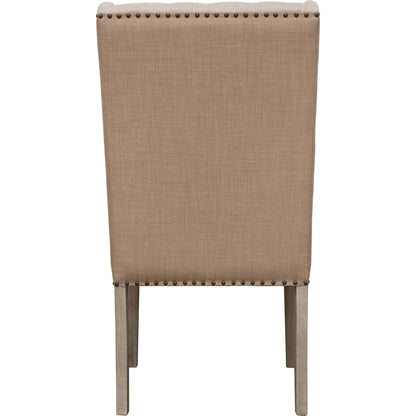 Drucilla Oatmeal Linen and Jute Dining Chair by Arch & Plane in sand beige, medium brown and fabric. Made from linen in a traditional style.