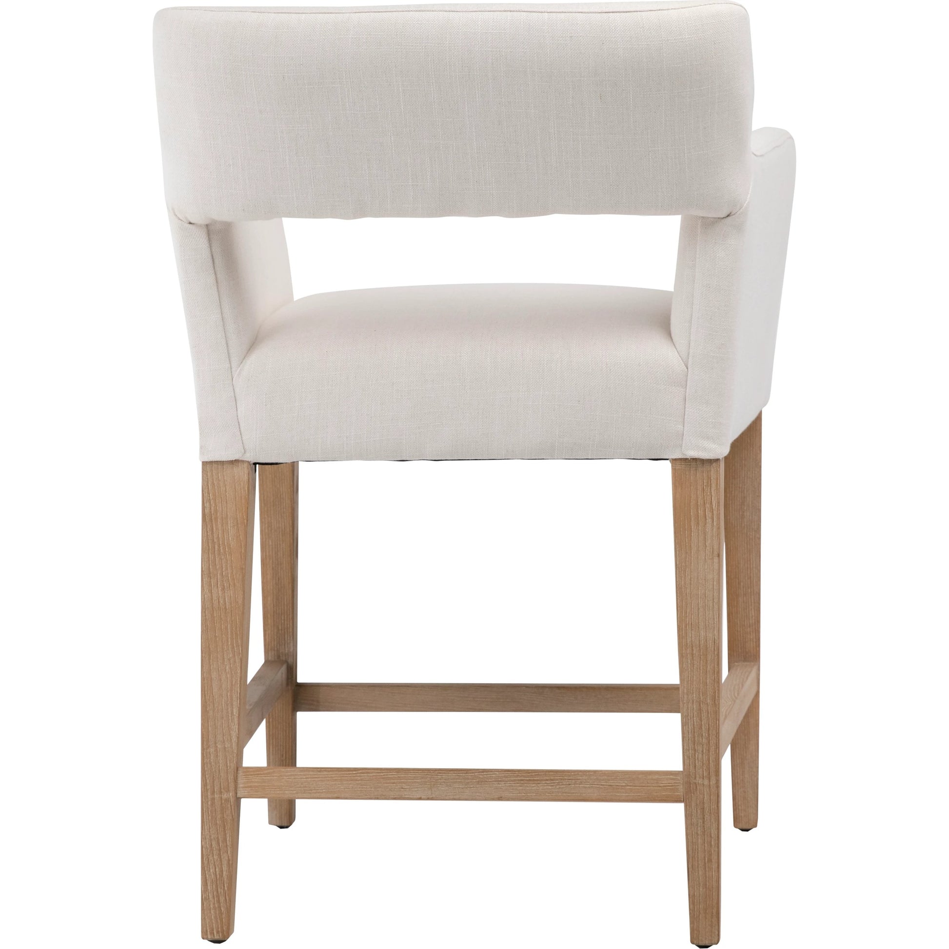 Brant Linen Dining Arm Chair by Arch & Plane in light grey, natural medium wood and fabric. Made from linen in a modern style.