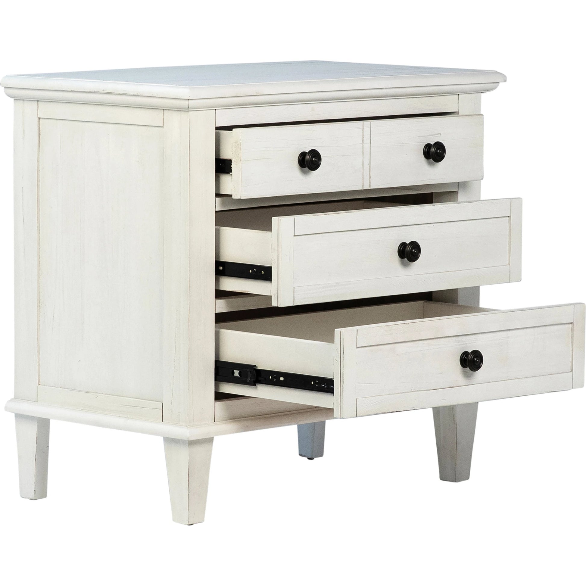 Dontae Reclaimed Acacia White-Washed Nightstand by Arch & Plane in white, black and white wash. Made from relaimed acacia in a modern style.