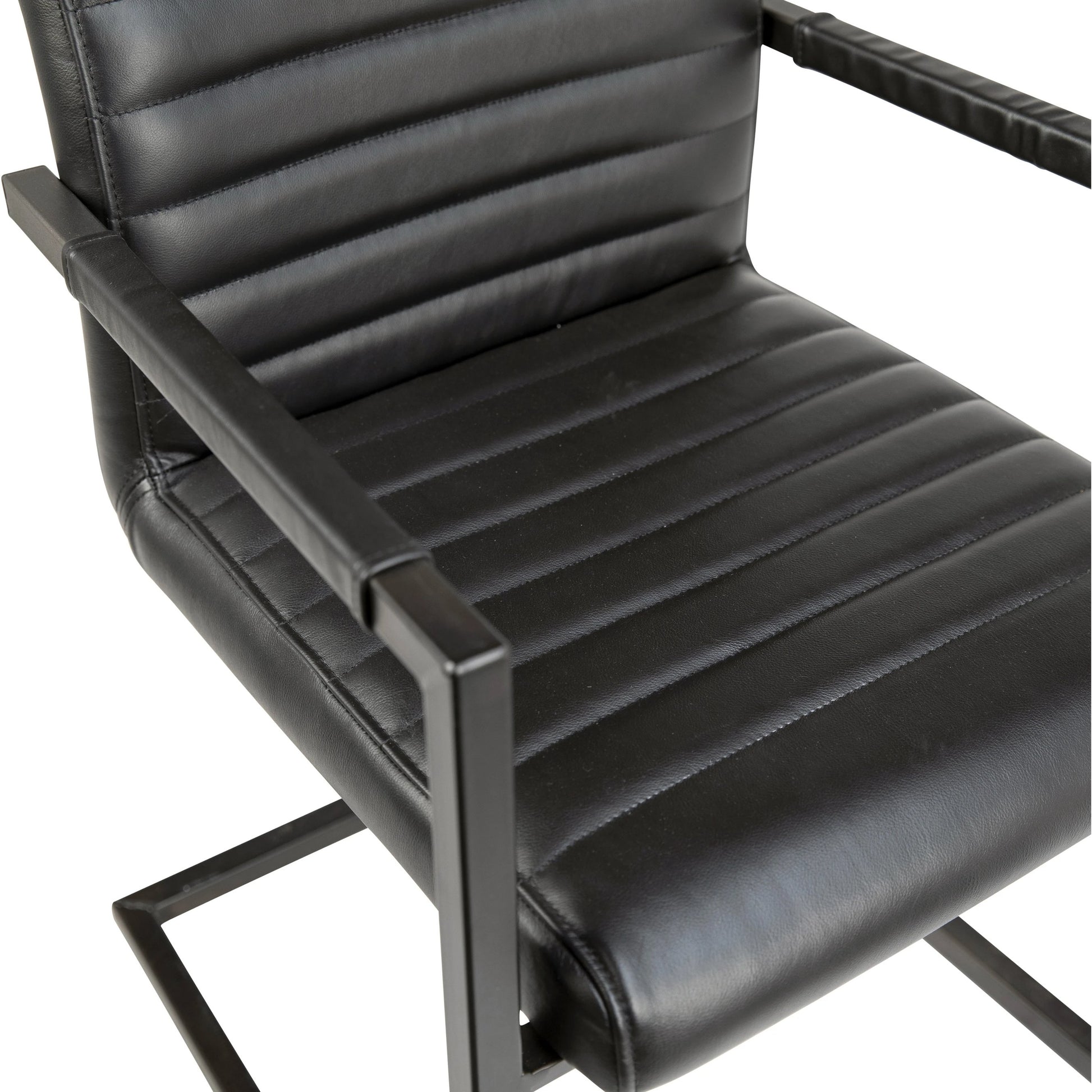 Tess Black Leather Dining Arm Chair by Arch & Plane in black. Made from top grain leather in a modern style.