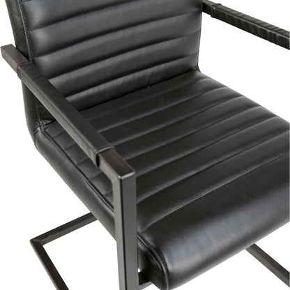 Tess Black Leather Dining Arm Chair by Arch & Plane in black. Made from top grain leather in a modern style.