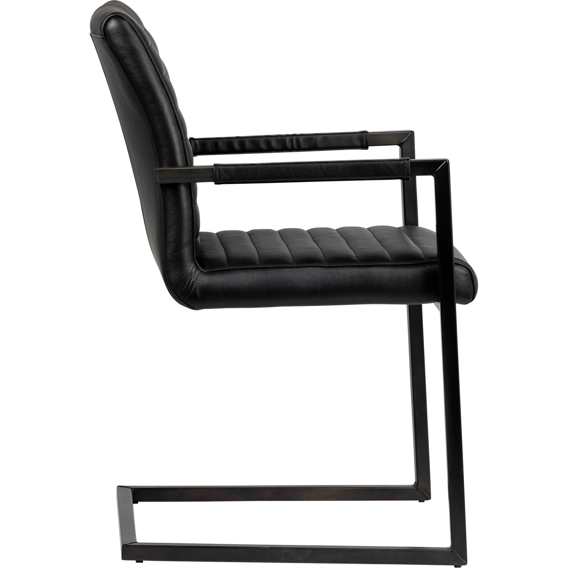 Tess Black Leather Dining Arm Chair by Arch & Plane in black. Made from top grain leather in a modern style.
