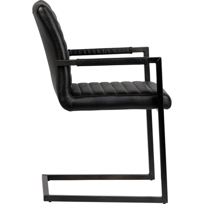 Tess Black Leather Dining Arm Chair by Arch & Plane in black. Made from top grain leather in a modern style.