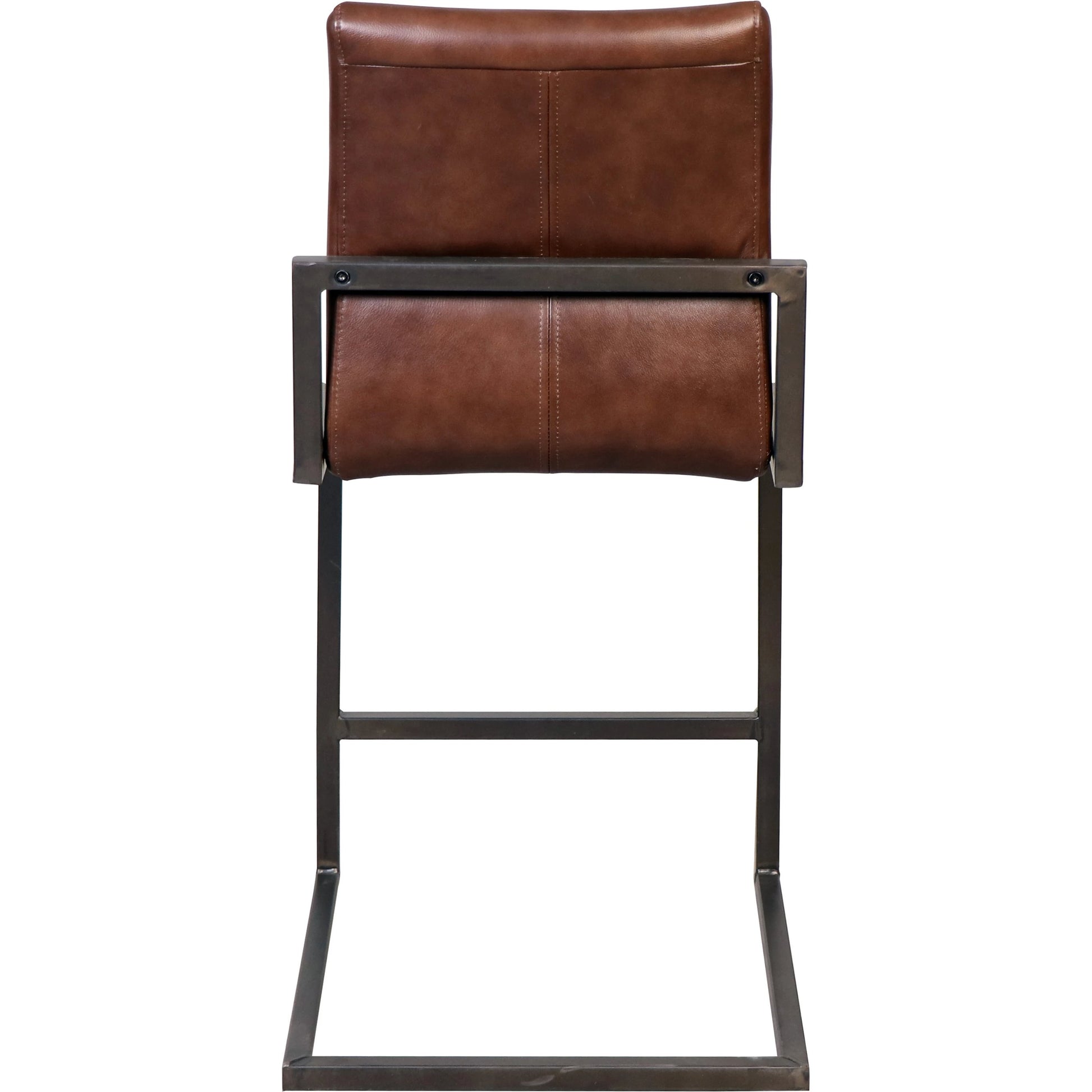 Tess Leather Counter Stool in Vintage Brown by Arch & Plane in vintage brown, black. Made from top grain leather in a modern style.