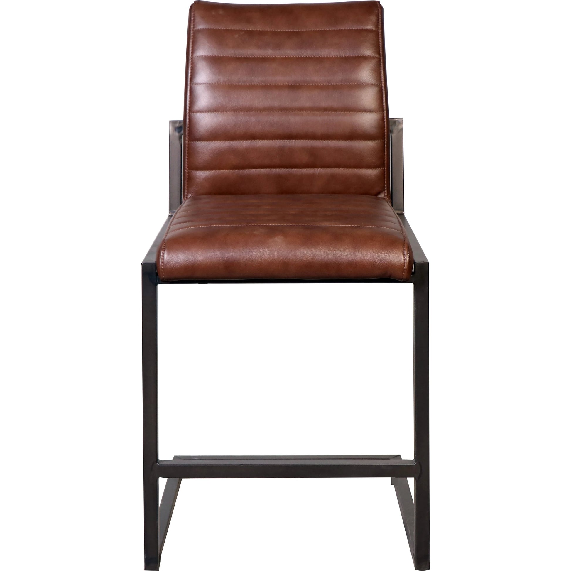 Tess Leather Counter Stool in Vintage Brown by Arch & Plane in vintage brown, black. Made from top grain leather in a modern style.