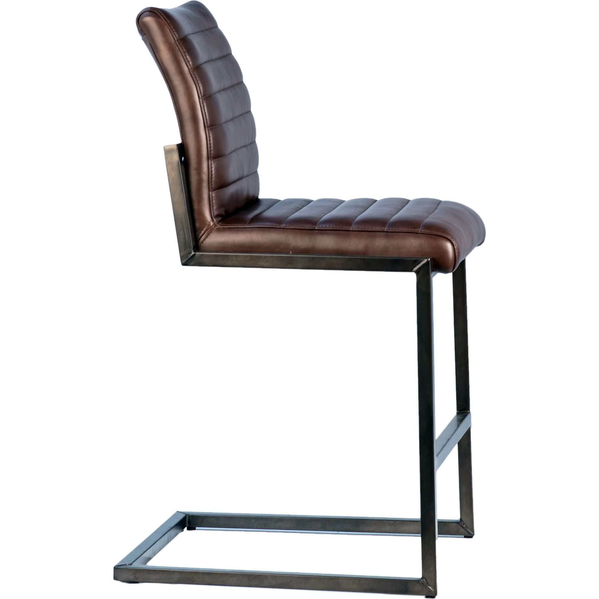 Tess Leather Counter Stool in Vintage Brown by Arch & Plane in vintage brown, black. Made from top grain leather in a modern style.