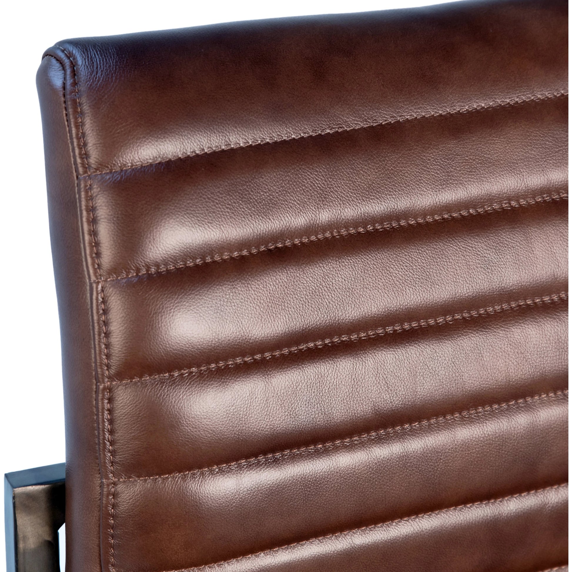 Tess Leather Counter Stool in Vintage Brown by Arch & Plane in vintage brown, black. Made from top grain leather in a modern style.