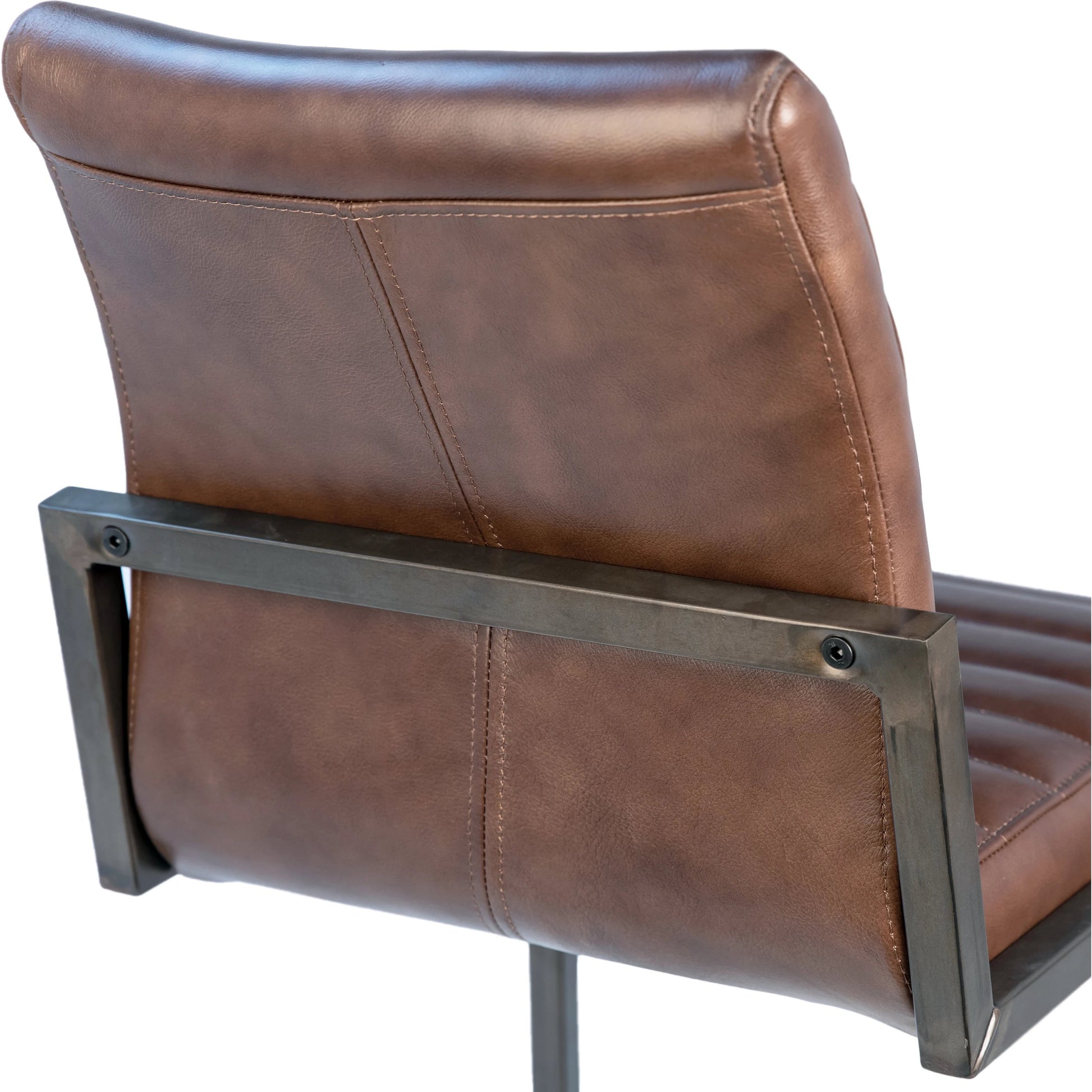 Tess Leather Counter Stool in Vintage Brown by Arch & Plane in vintage brown, black. Made from top grain leather in a modern style.
