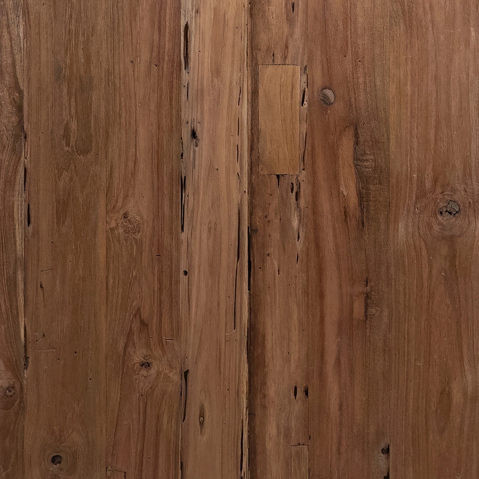 Alaina Rectangular Reclaimed Teak Waterfall Writing Desk by Arch & Plane in medium brown and rustic finish. Made from reclaimed teak in a modern style.