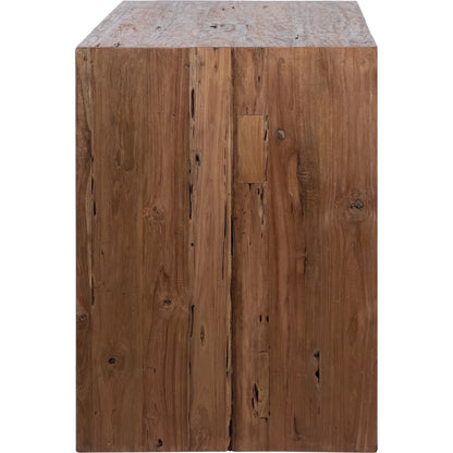 Alaina Rectangular Reclaimed Teak Waterfall Writing Desk by Arch & Plane in medium brown and rustic finish. Made from reclaimed teak in a modern style.