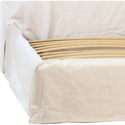 Jovani Upholstered Slipcover Platform Panel Bed in Ivory Linen by Arch & Plane in ivory. Made from linen in a modern style.