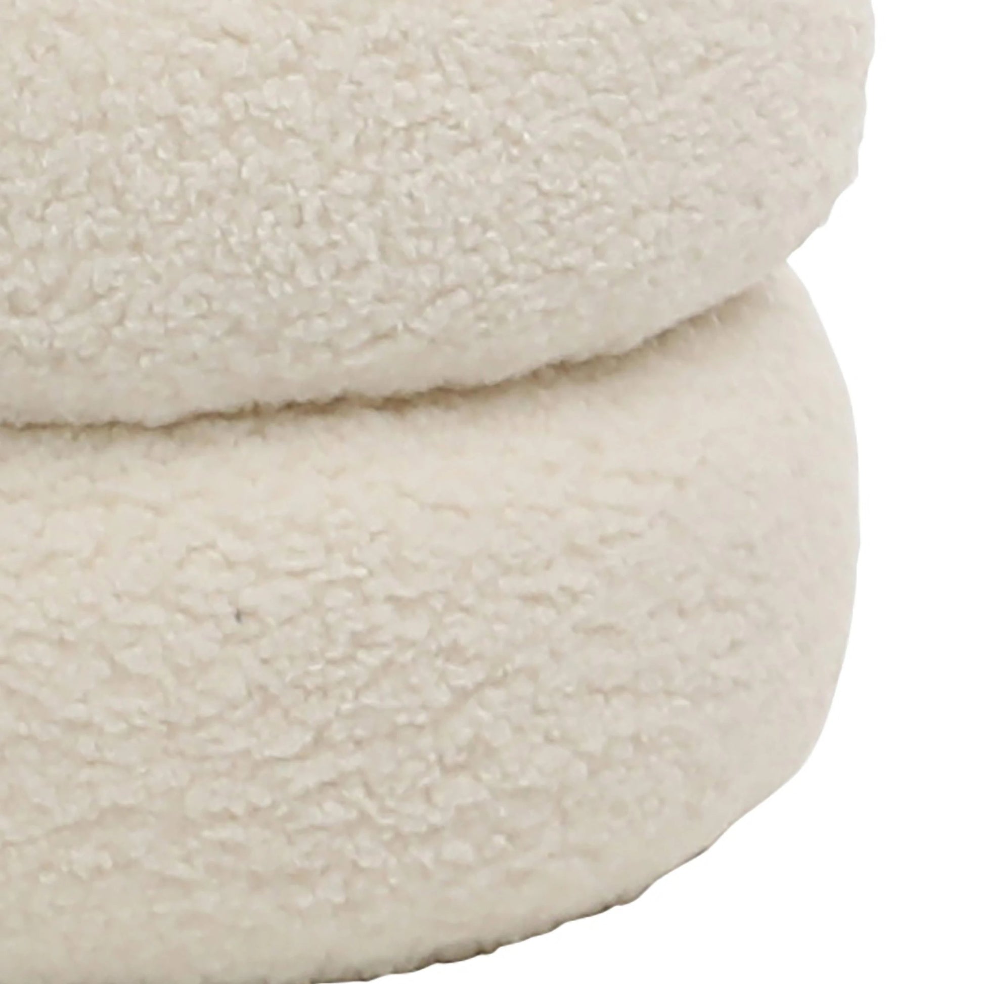 Terri Ivory Faux Sheepskin Ottoman by Arch & Plane in ivory and upholstered. Made from faux sheepskin in a modern style.