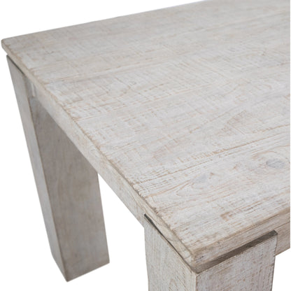 Dorsey Reclaimed Pine Dining Table by Arch & Plane in white wash. Made from reclaimed pine in a modern style.