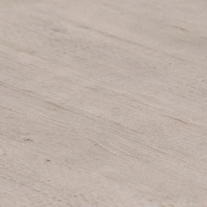 Kristal Reclaimed Pine Round Coffee Table with Clover Pedestal by Arch & Plane in light wash brown. Made from reclaimed pine in a modern style.