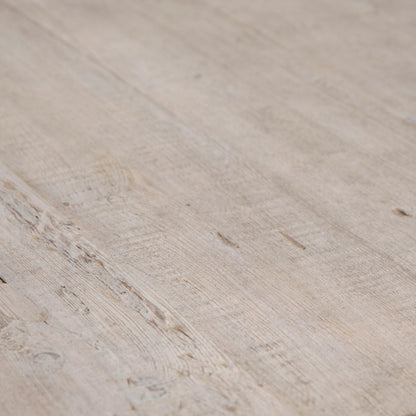 Smith Round Reclaimed Wood Pedestal Dining Table by Arch & Plane in light brown. Made from reclaimed pine in a modern style.