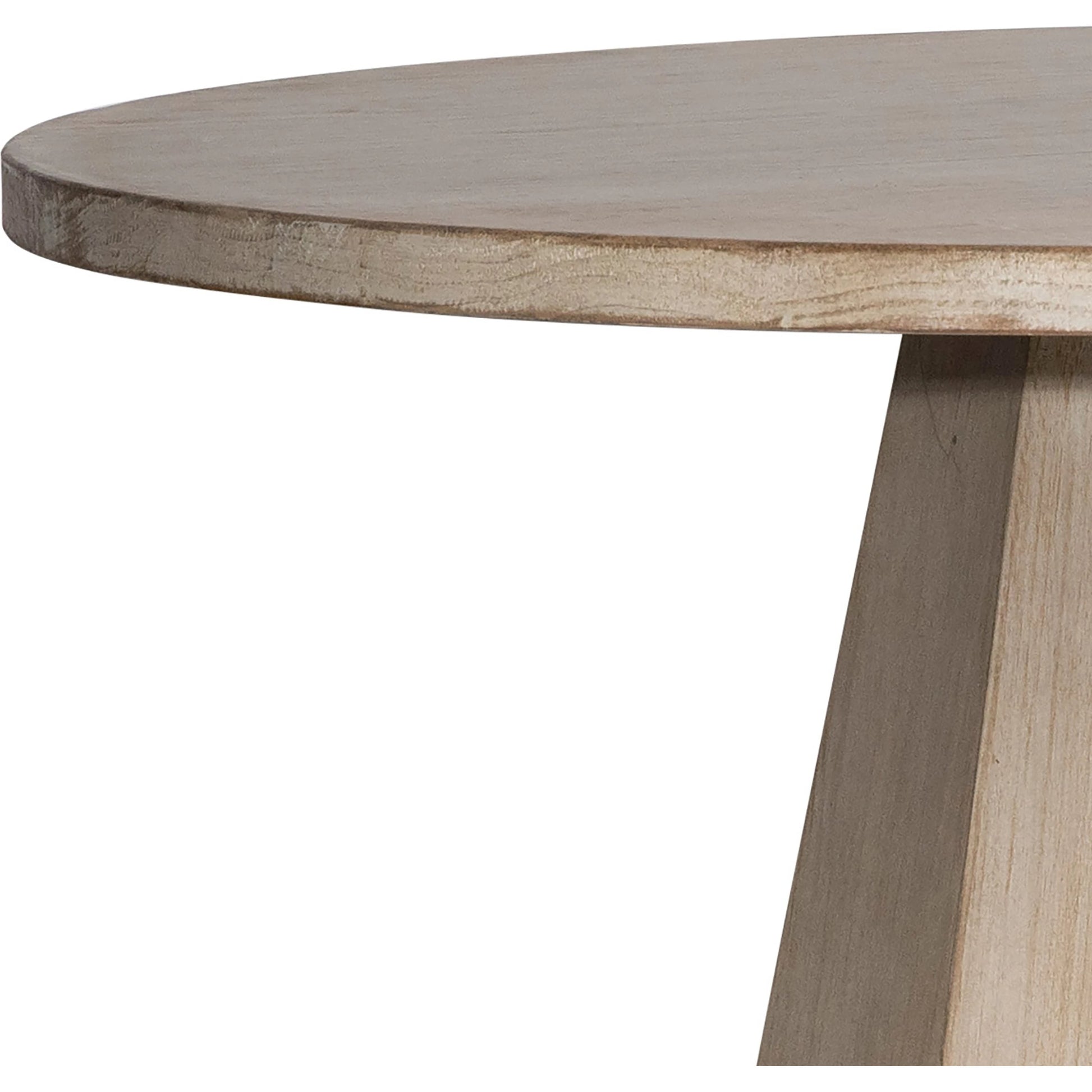 Smith Round Reclaimed Wood Pedestal Dining Table by Arch & Plane in light brown. Made from reclaimed pine in a modern style.