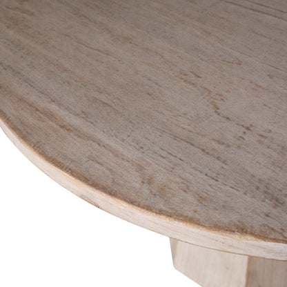 Smith Round Reclaimed Wood Pedestal Dining Table by Arch & Plane in light brown. Made from reclaimed pine in a modern style.